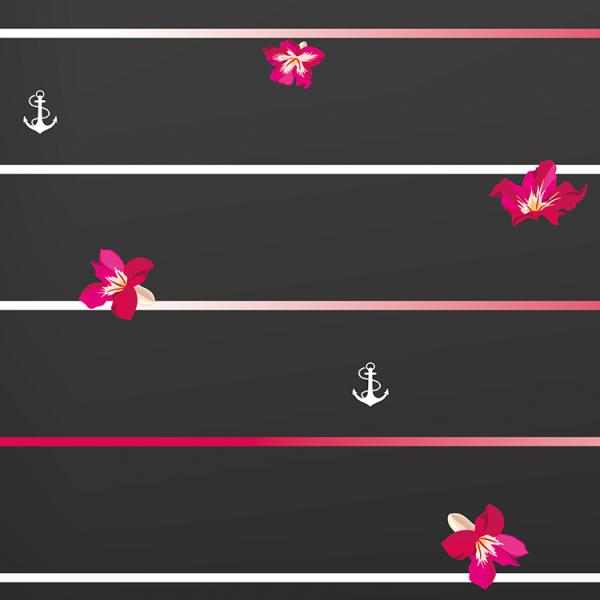 Pink Flower, Anchor and Ropes